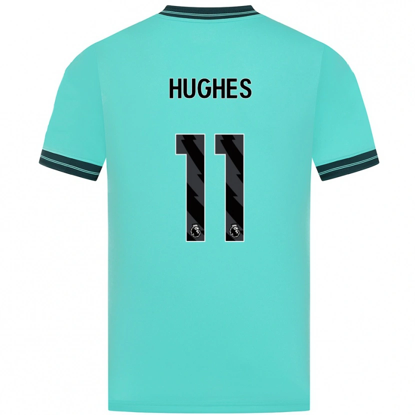 Danxen Mænd Amber Hughes #11 Himmelblå Grøn Udebane Spillertrøjer 2025/26 Trøje T-Shirt