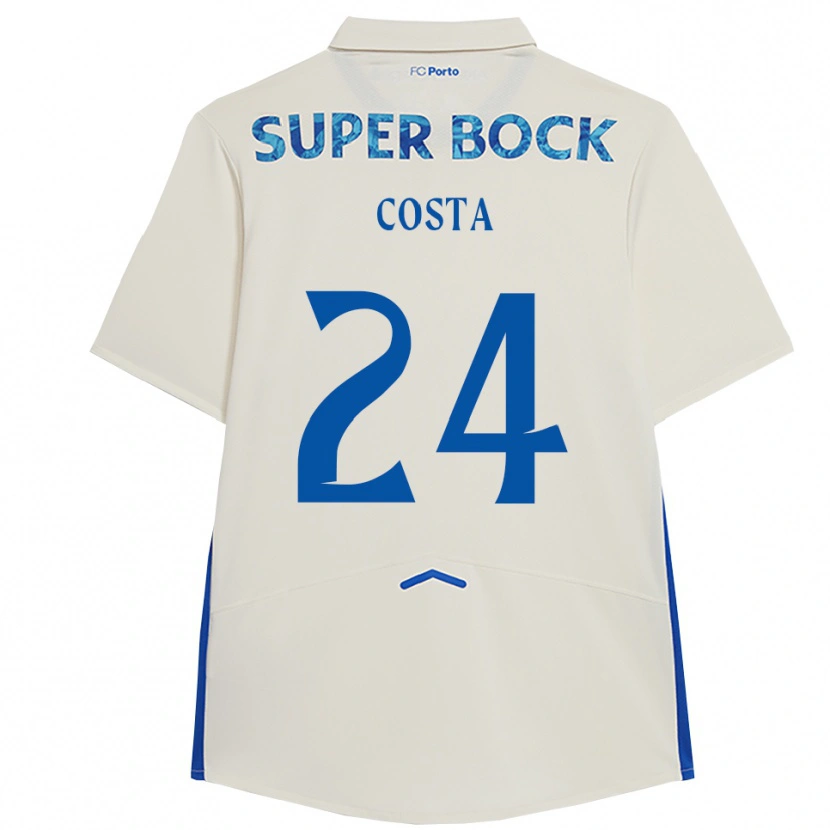 Danxen Mænd João Costa #24 Hvid Blå Tredje Sæt Spillertrøjer 2025/26 Trøje T-Shirt