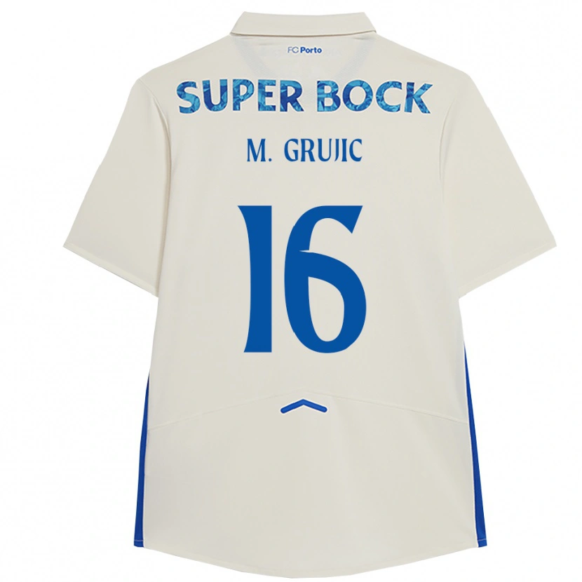 Danxen Mænd Marko Grujić #16 Hvid Blå Tredje Sæt Spillertrøjer 2025/26 Trøje T-Shirt