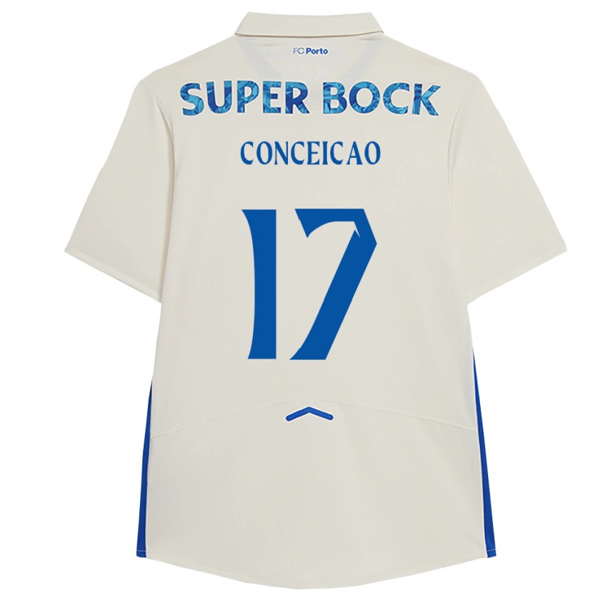 Danxen Mænd Rodrigo Conceicao #17 Hvid Blå Tredje Sæt Spillertrøjer 2025/26 Trøje T-Shirt