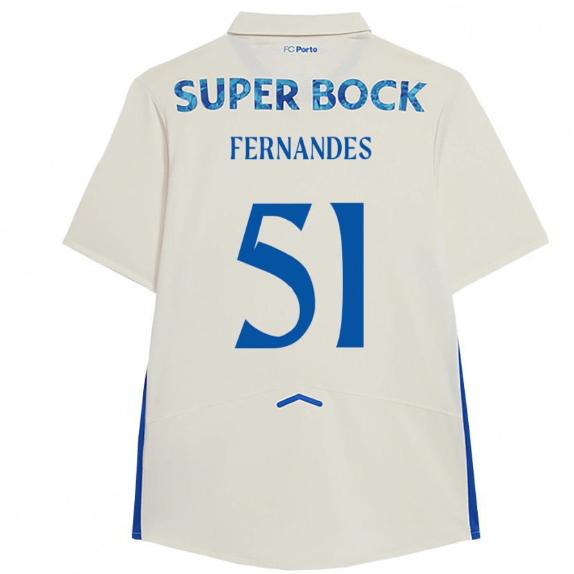 Danxen Mænd Diogo Fernandes #51 Hvid Blå Tredje Sæt Spillertrøjer 2025/26 Trøje T-Shirt