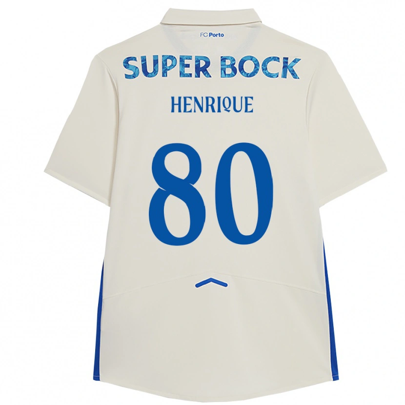 Danxen Mænd Kaio Henrique #80 Hvid Blå Tredje Sæt Spillertrøjer 2025/26 Trøje T-Shirt