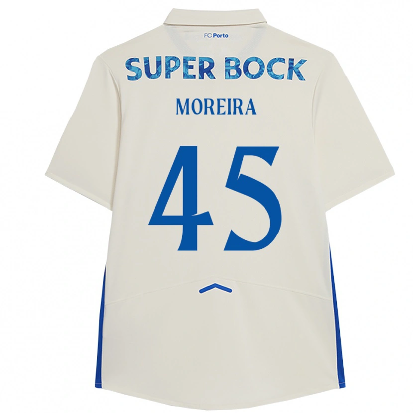 Danxen Mænd João Moreira #45 Hvid Blå Tredje Sæt Spillertrøjer 2025/26 Trøje T-Shirt