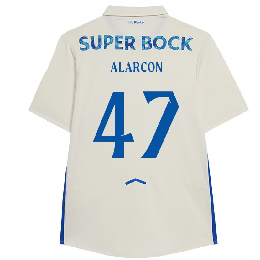 Danxen Mænd Ángel Alarcón #47 Hvid Blå Tredje Sæt Spillertrøjer 2025/26 Trøje T-Shirt
