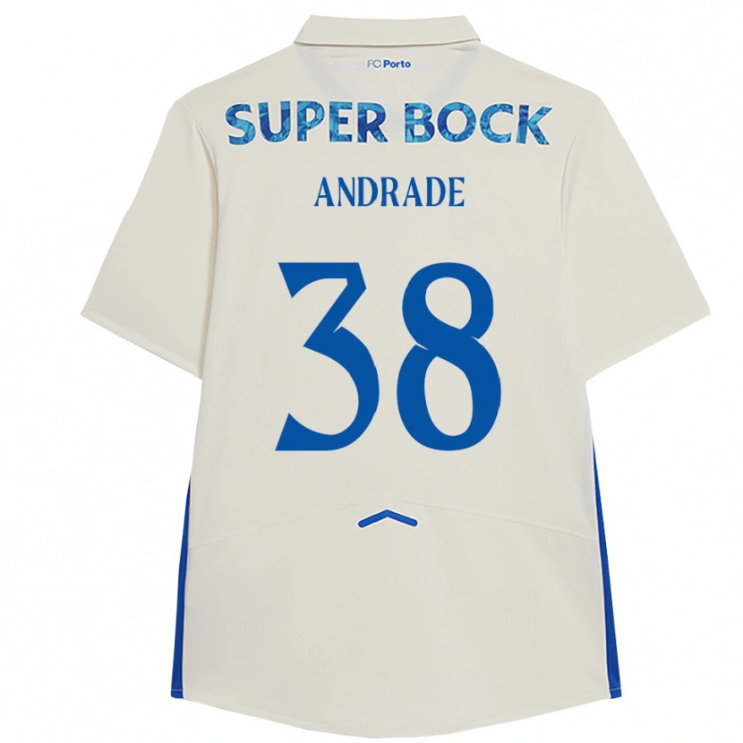Danxen Mænd Fernando Andrade #38 Hvid Blå Tredje Sæt Spillertrøjer 2025/26 Trøje T-Shirt