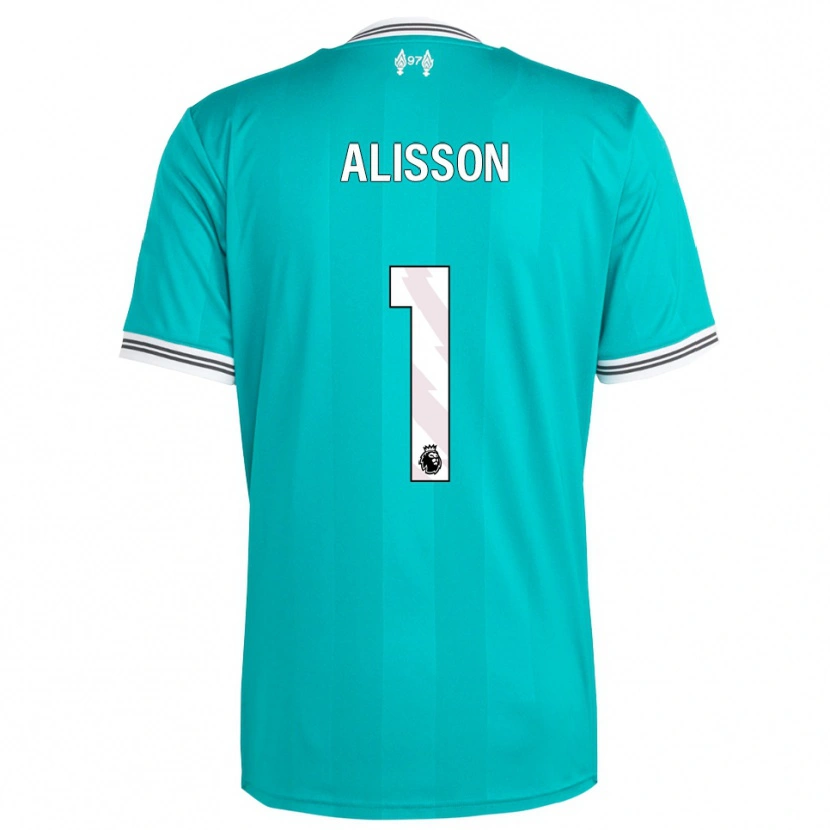 Danxen Mænd Alisson #1 Grøn Hvid Tredje Sæt Spillertrøjer 2025/26 Trøje T-Shirt
