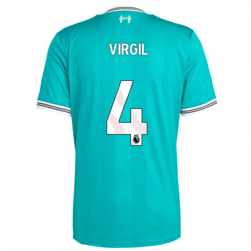 Danxen Mænd Virgil Van Dijk #4 Grøn Hvid Tredje Sæt Spillertrøjer 2025/26 Trøje T-Shirt