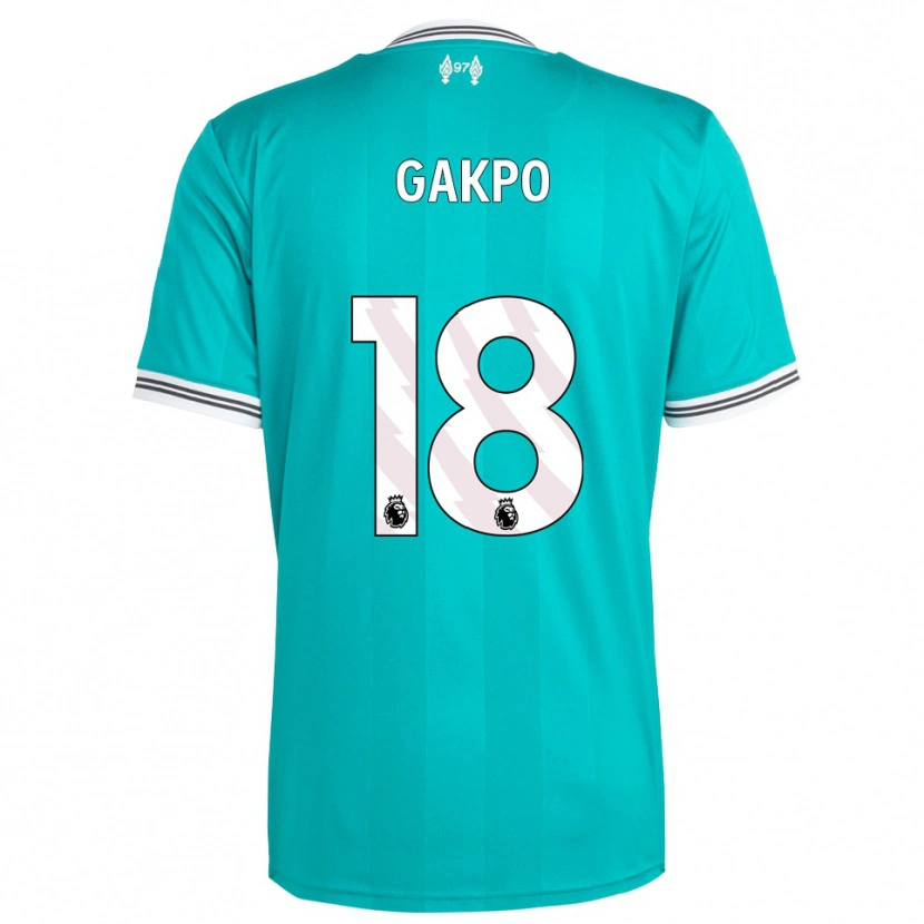 Danxen Mænd Cody Gakpo #18 Grøn Hvid Tredje Sæt Spillertrøjer 2025/26 Trøje T-Shirt