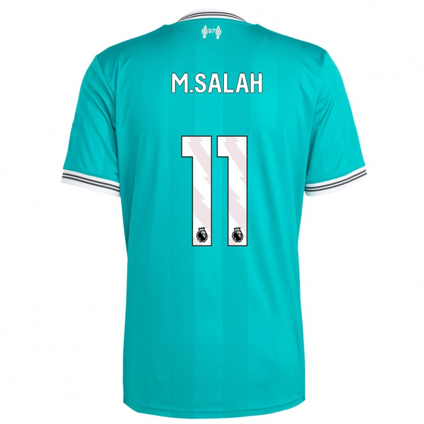 Danxen Mænd Mohamed Salah #11 Grøn Hvid Tredje Sæt Spillertrøjer 2025/26 Trøje T-Shirt