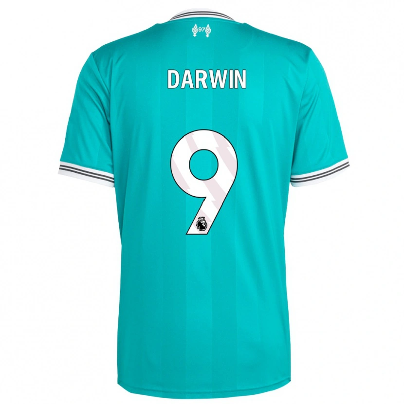 Danxen Mænd Darwin Núñez #9 Grøn Hvid Tredje Sæt Spillertrøjer 2025/26 Trøje T-Shirt