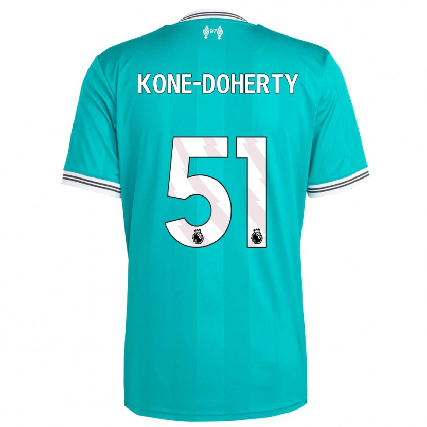 Danxen Mænd Trent Kone-Doherty #51 Grøn Hvid Tredje Sæt Spillertrøjer 2025/26 Trøje T-Shirt