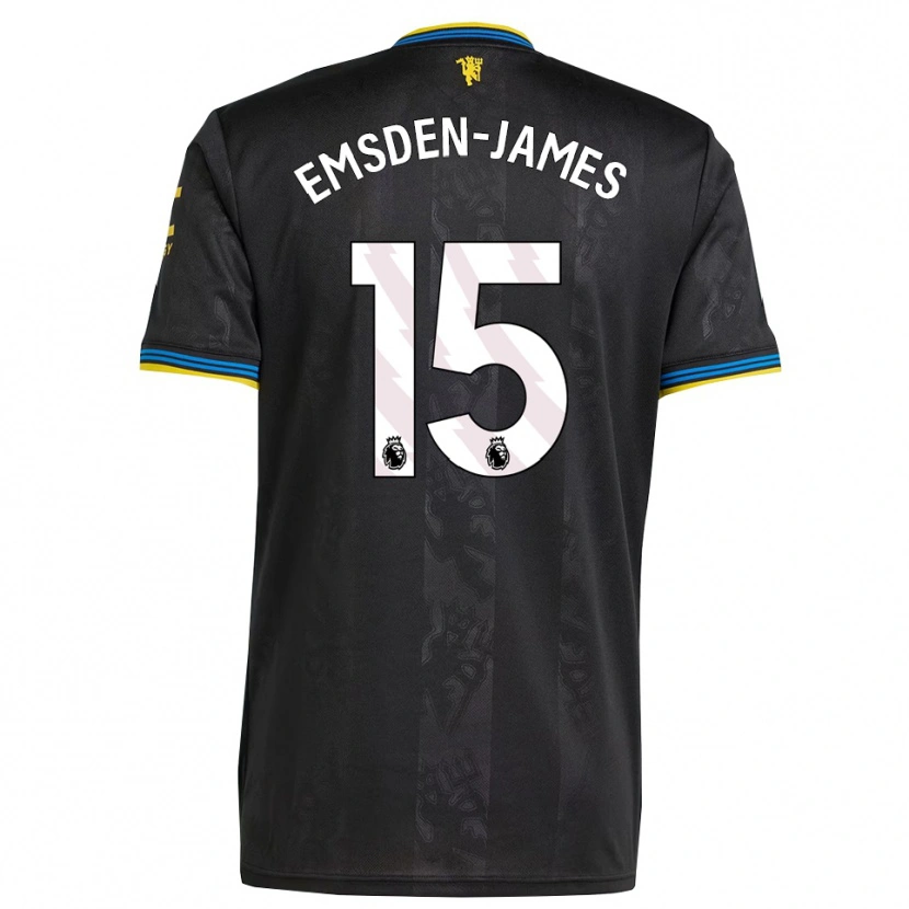 Danxen Mænd Harley Emsden-James #15 Sort Gul Blå Tredje Sæt Spillertrøjer 2025/26 Trøje T-Shirt
