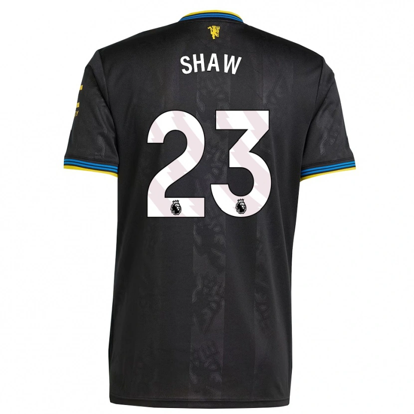 Danxen Mænd Luke Shaw #23 Sort Gul Blå Tredje Sæt Spillertrøjer 2025/26 Trøje T-Shirt