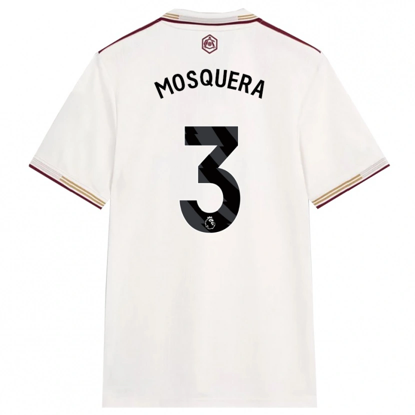 Danxen Mænd Cristhian Mosquera #3 Off White Bourgogne Tredje Sæt Spillertrøjer 2025/26 Trøje T-Shirt