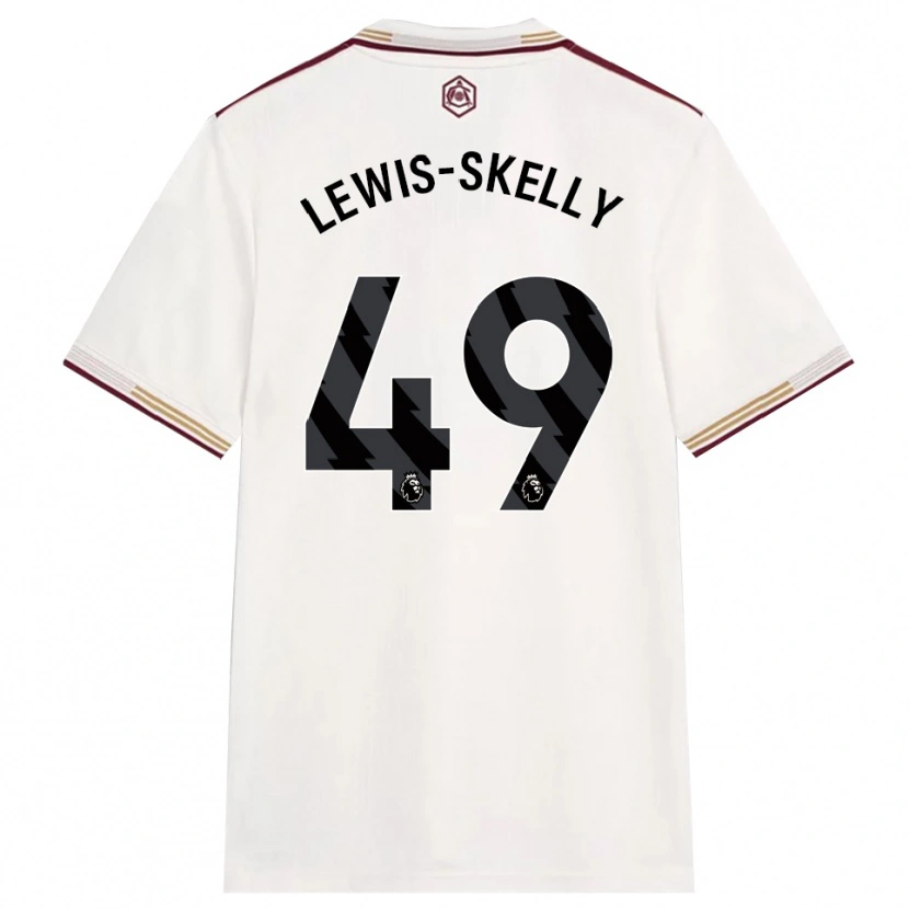 Danxen Mænd Myles Lewis-Skelly #49 Off White Bourgogne Tredje Sæt Spillertrøjer 2025/26 Trøje T-Shirt