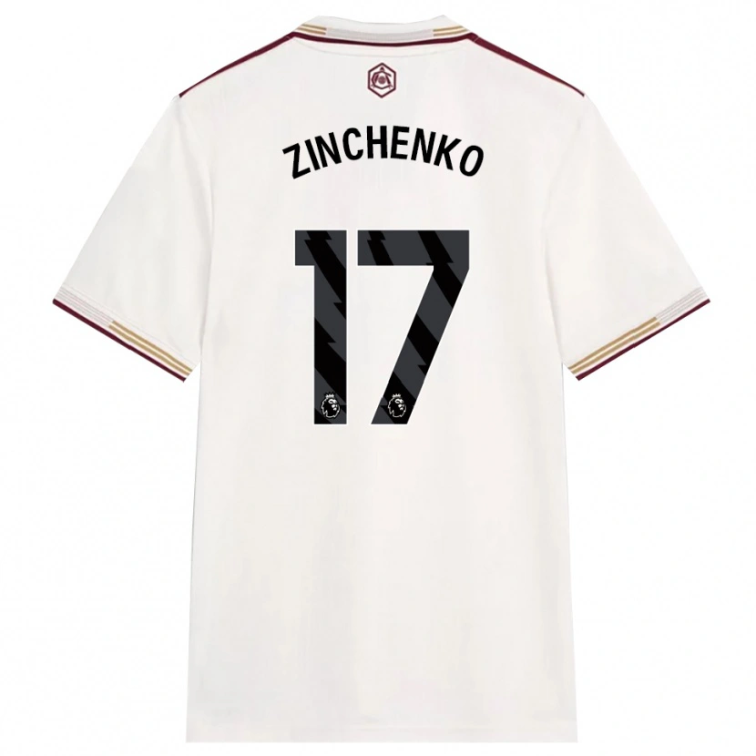 Danxen Mænd Oleksandr Zinchenko #17 Off White Bourgogne Tredje Sæt Spillertrøjer 2025/26 Trøje T-Shirt