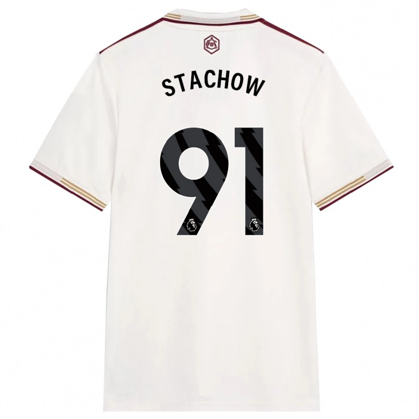 Danxen Mænd Patrick Stachow #91 Off White Bourgogne Tredje Sæt Spillertrøjer 2025/26 Trøje T-Shirt