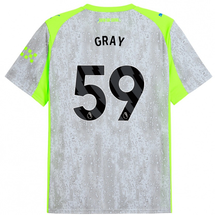 Danxen Mænd Charlie Gray #59 Grå Gul Tredje Sæt Spillertrøjer 2025/26 Trøje T-Shirt