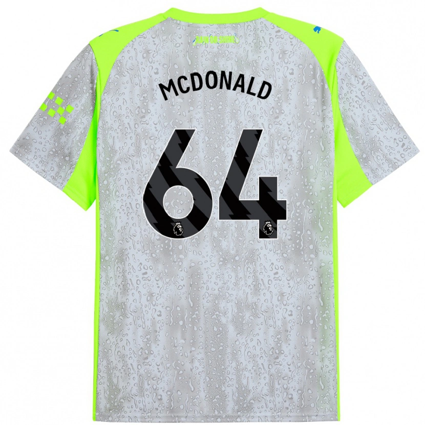 Danxen Mænd Rowan Mcdonald #64 Grå Gul Tredje Sæt Spillertrøjer 2025/26 Trøje T-Shirt