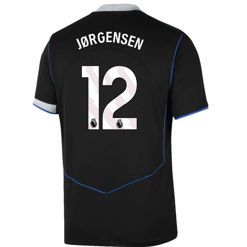 Danxen Mænd Filip Jørgensen #12 Sort Blå Sølv Tredje Sæt Spillertrøjer 2025/26 Trøje T-Shirt