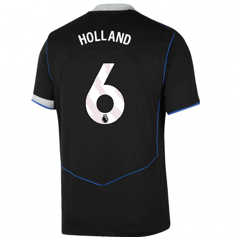 Danxen Mænd Charlie Holland #6 Sort Blå Sølv Tredje Sæt Spillertrøjer 2025/26 Trøje T-Shirt