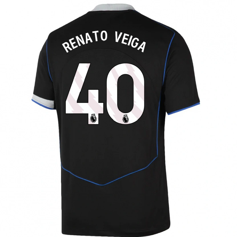 Danxen Mænd Renato Veiga #40 Sort Blå Sølv Tredje Sæt Spillertrøjer 2025/26 Trøje T-Shirt