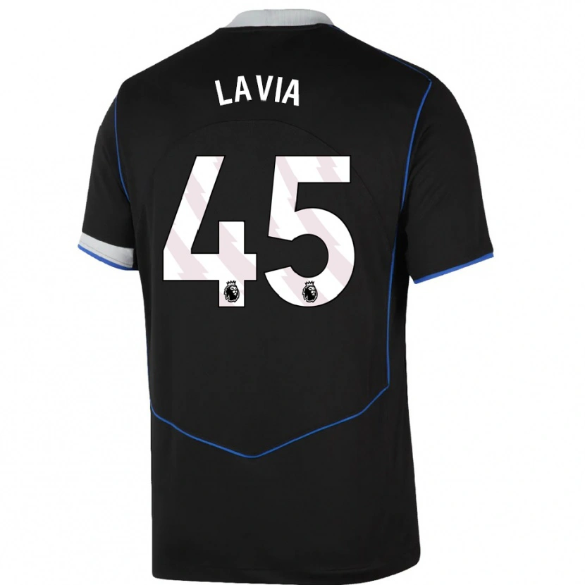 Danxen Mænd Roméo Lavia #45 Sort Blå Sølv Tredje Sæt Spillertrøjer 2025/26 Trøje T-Shirt