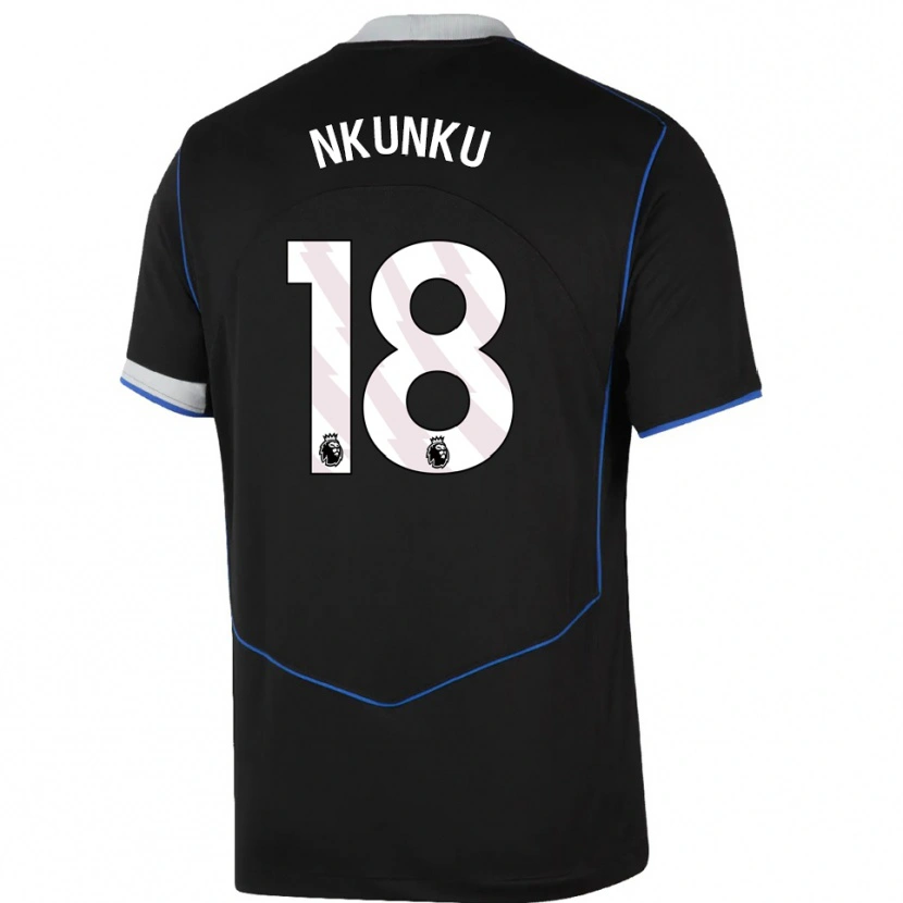 Danxen Mænd Christopher Nkunku #18 Sort Blå Sølv Tredje Sæt Spillertrøjer 2025/26 Trøje T-Shirt
