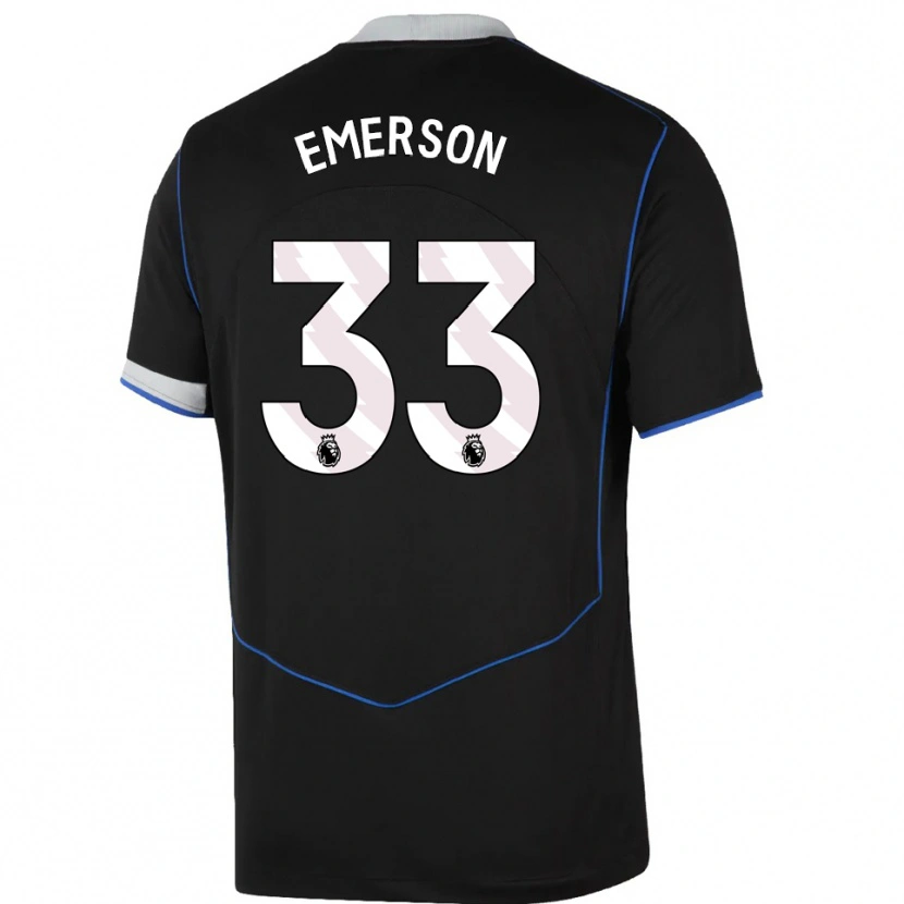 Danxen Mænd Emerson #33 Sort Blå Sølv Tredje Sæt Spillertrøjer 2025/26 Trøje T-Shirt