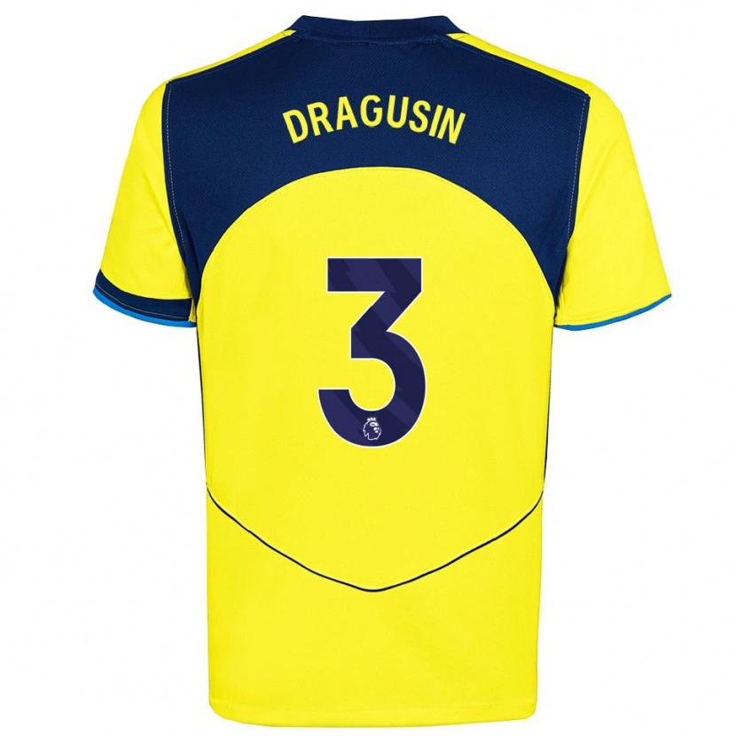 Danxen Mænd Radu Drăgușin #3 Gul Navy Tredje Sæt Spillertrøjer 2025/26 Trøje T-Shirt