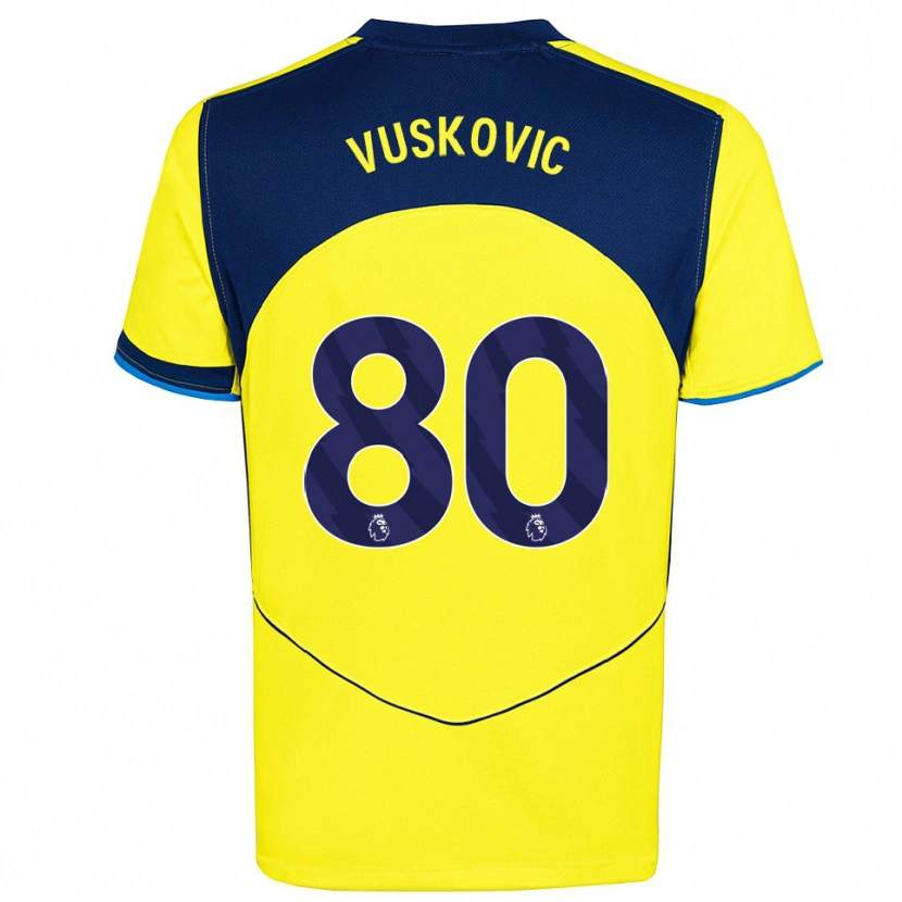 Danxen Mænd Luka Vuskovic #80 Gul Navy Tredje Sæt Spillertrøjer 2025/26 Trøje T-Shirt
