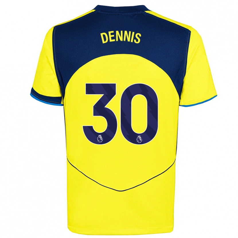 Danxen Mænd Araya Dennis #30 Gul Navy Tredje Sæt Spillertrøjer 2025/26 Trøje T-Shirt