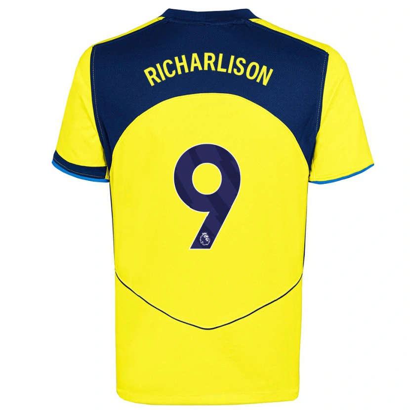 Danxen Mænd Richarlison #9 Gul Navy Tredje Sæt Spillertrøjer 2025/26 Trøje T-Shirt