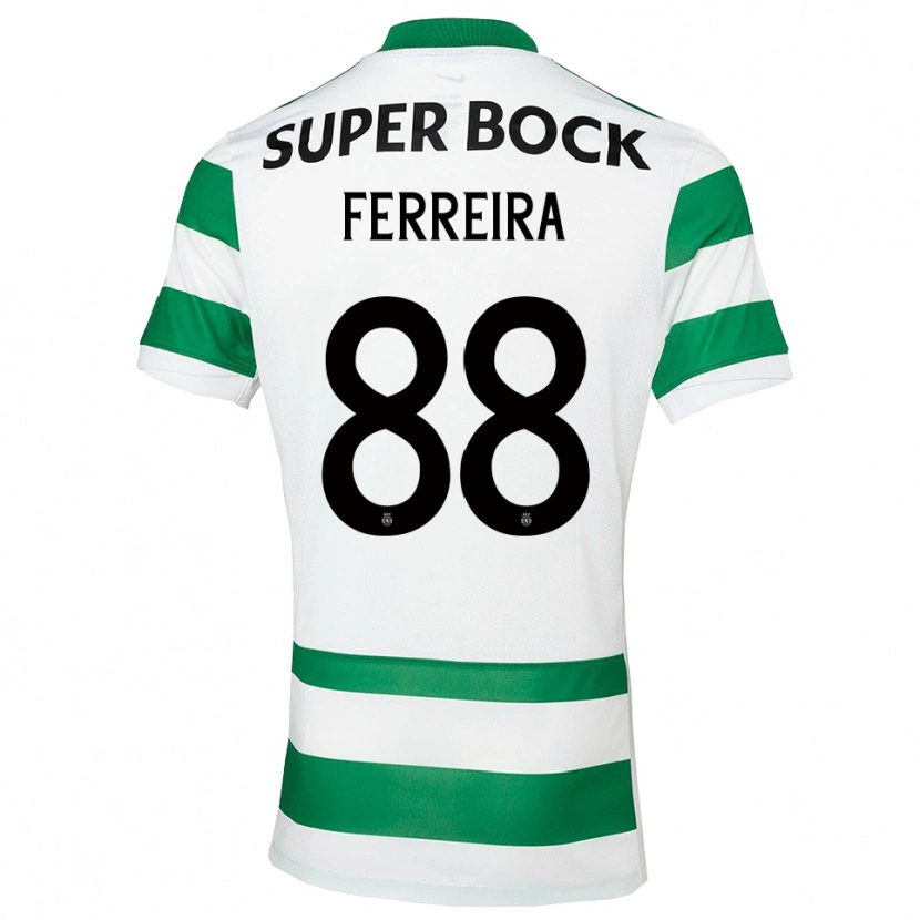 Danxen Kvinder Tiago Ferreira #88 Grøn Hvid Hjemmebane Spillertrøjer 2025/26 Trøje T-Shirt