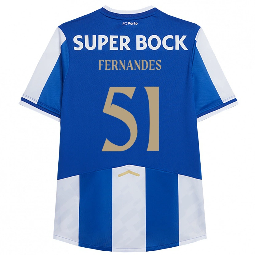 Danxen Kvinder Diogo Fernandes #51 Blå Hvid Hjemmebane Spillertrøjer 2025/26 Trøje T-Shirt
