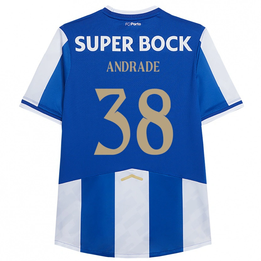 Danxen Kvinder Fernando Andrade #38 Blå Hvid Hjemmebane Spillertrøjer 2025/26 Trøje T-Shirt