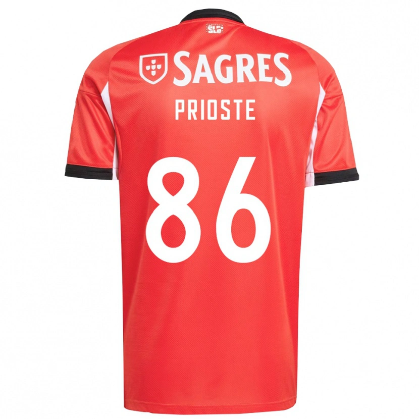 Danxen Kvinder Diogo Prioste #86 Rød Hvid Hjemmebane Spillertrøjer 2025/26 Trøje T-Shirt