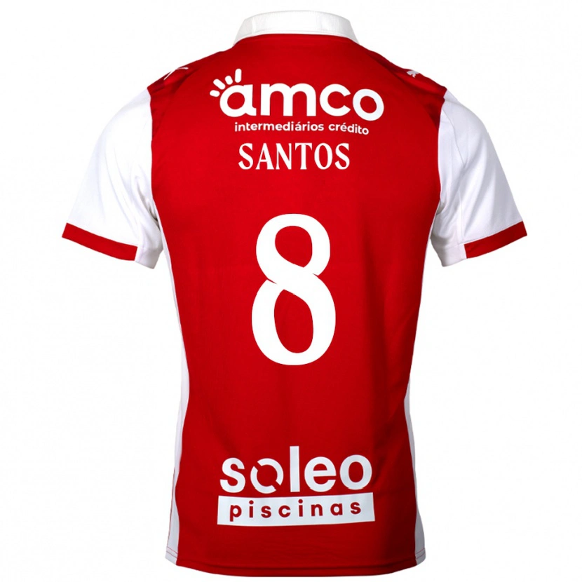 Danxen Kvinder Vicente Santos #8 Rød Hvid Hjemmebane Spillertrøjer 2025/26 Trøje T-Shirt