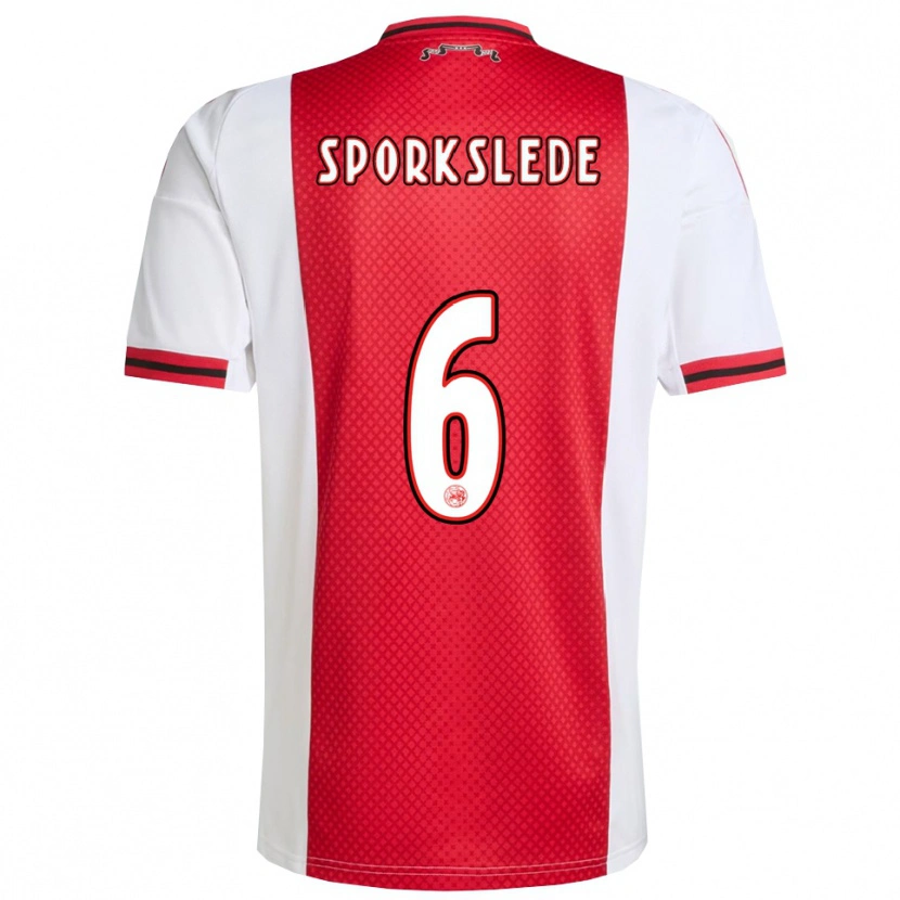 Danxen Kvinder Fabian Sporkslede #6 Rød Hvid Hjemmebane Spillertrøjer 2025/26 Trøje T-Shirt