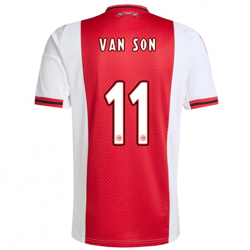 Danxen Kvinder Daniël Van Son #11 Rød Hvid Hjemmebane Spillertrøjer 2025/26 Trøje T-Shirt