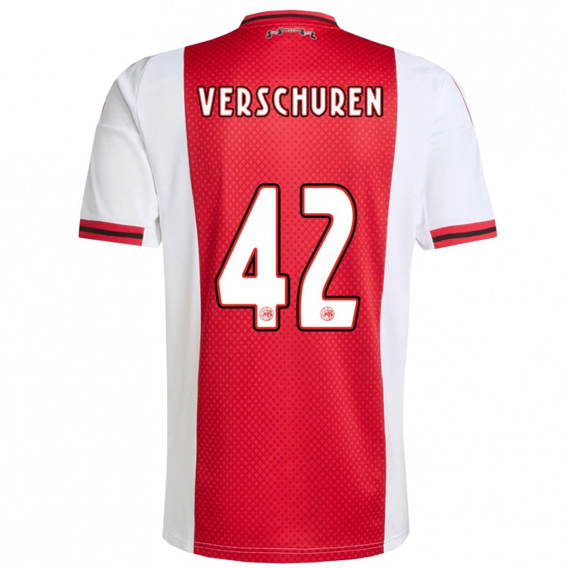 Danxen Kvinder Nick Verschuren #42 Rød Hvid Hjemmebane Spillertrøjer 2025/26 Trøje T-Shirt