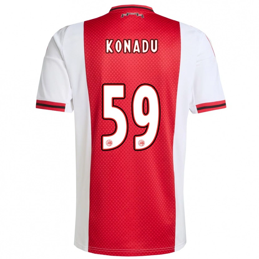 Danxen Kvinder Don-Angelo Konadu #59 Rød Hvid Hjemmebane Spillertrøjer 2025/26 Trøje T-Shirt