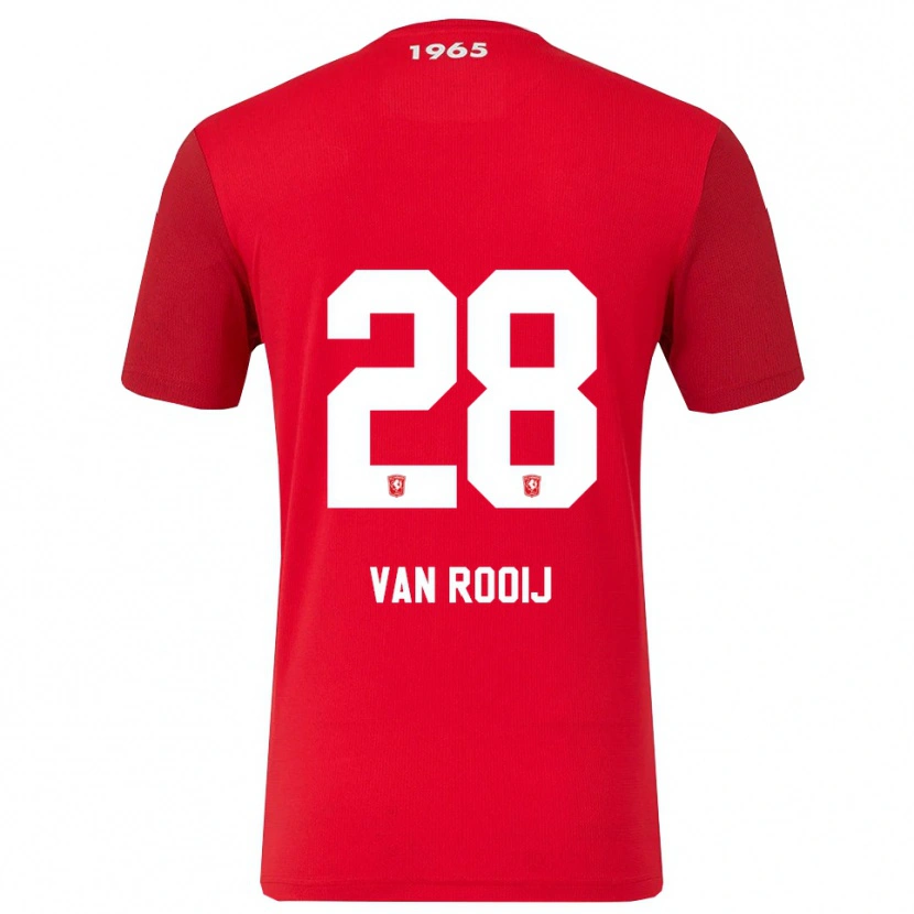 Danxen Kvinder Bart Van Rooij #28 Rød Hvid Hjemmebane Spillertrøjer 2025/26 Trøje T-Shirt