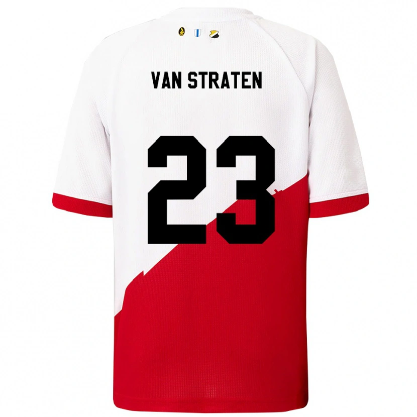 Danxen Kvinder Dieke Van Straten #23 Hvid Rød Hjemmebane Spillertrøjer 2025/26 Trøje T-Shirt