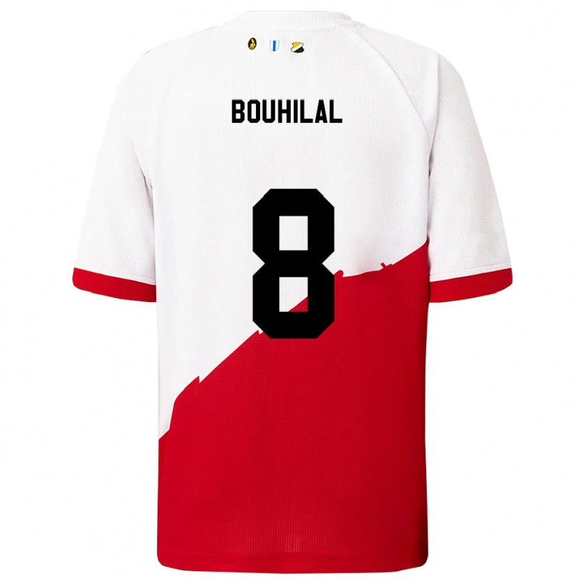 Danxen Kvinder Mohammed Bouhilal #8 Hvid Rød Hjemmebane Spillertrøjer 2025/26 Trøje T-Shirt