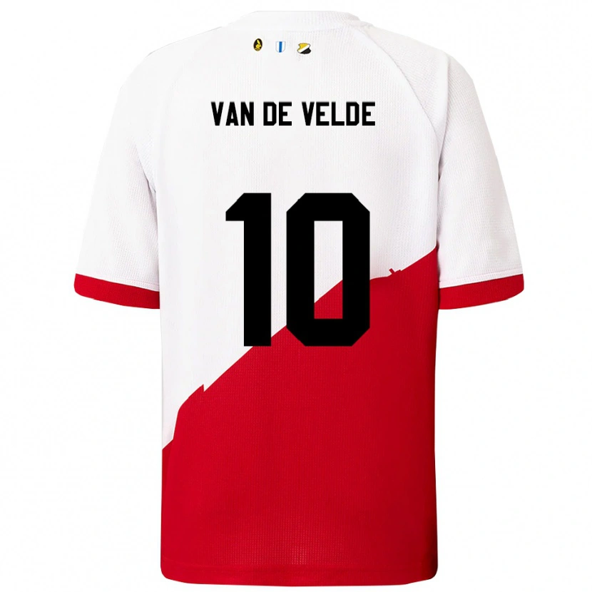 Danxen Kvinder Senne Van De Velde #10 Hvid Rød Hjemmebane Spillertrøjer 2025/26 Trøje T-Shirt