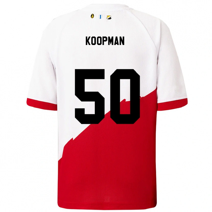 Danxen Kvinder Kyra Koopman #50 Hvid Rød Hjemmebane Spillertrøjer 2025/26 Trøje T-Shirt