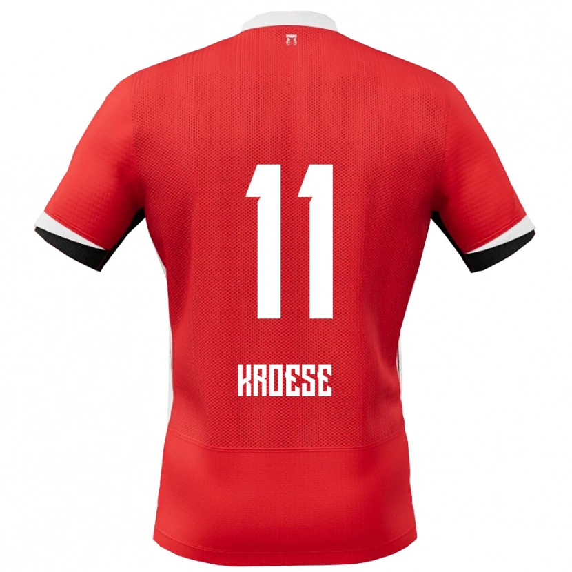 Danxen Kvinder Fieke Kroese #11 Rød Hvid Hjemmebane Spillertrøjer 2025/26 Trøje T-Shirt