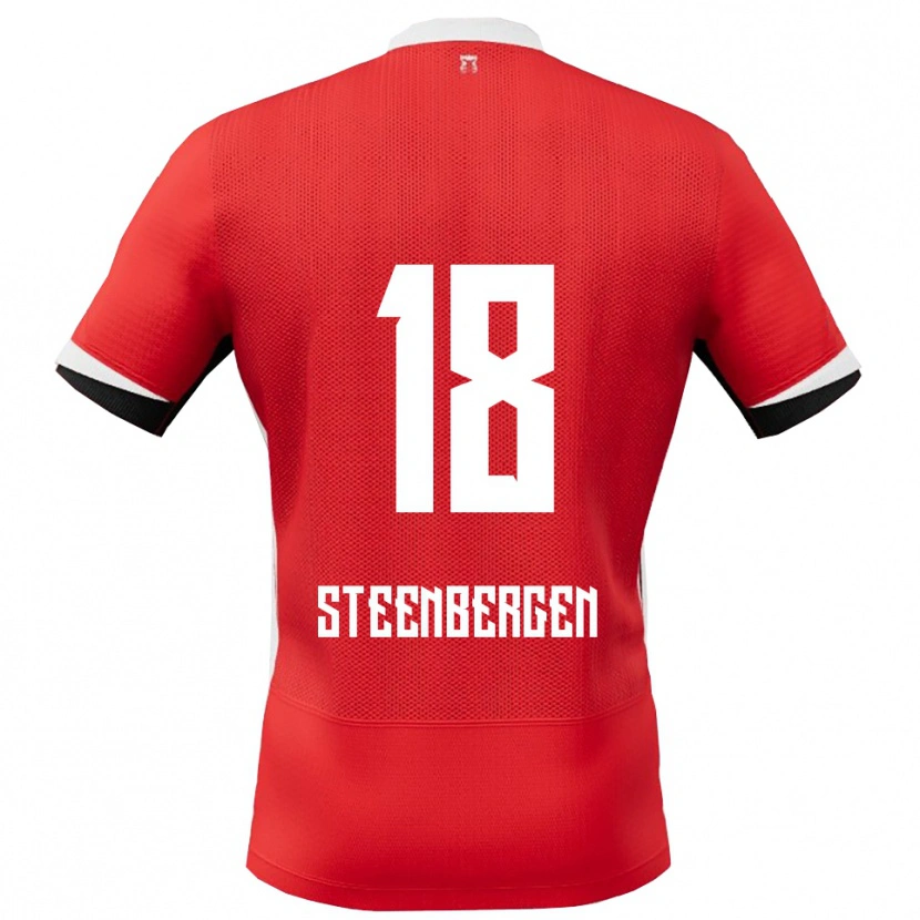 Danxen Kvinder Thom Steenbergen #18 Rød Hvid Hjemmebane Spillertrøjer 2025/26 Trøje T-Shirt