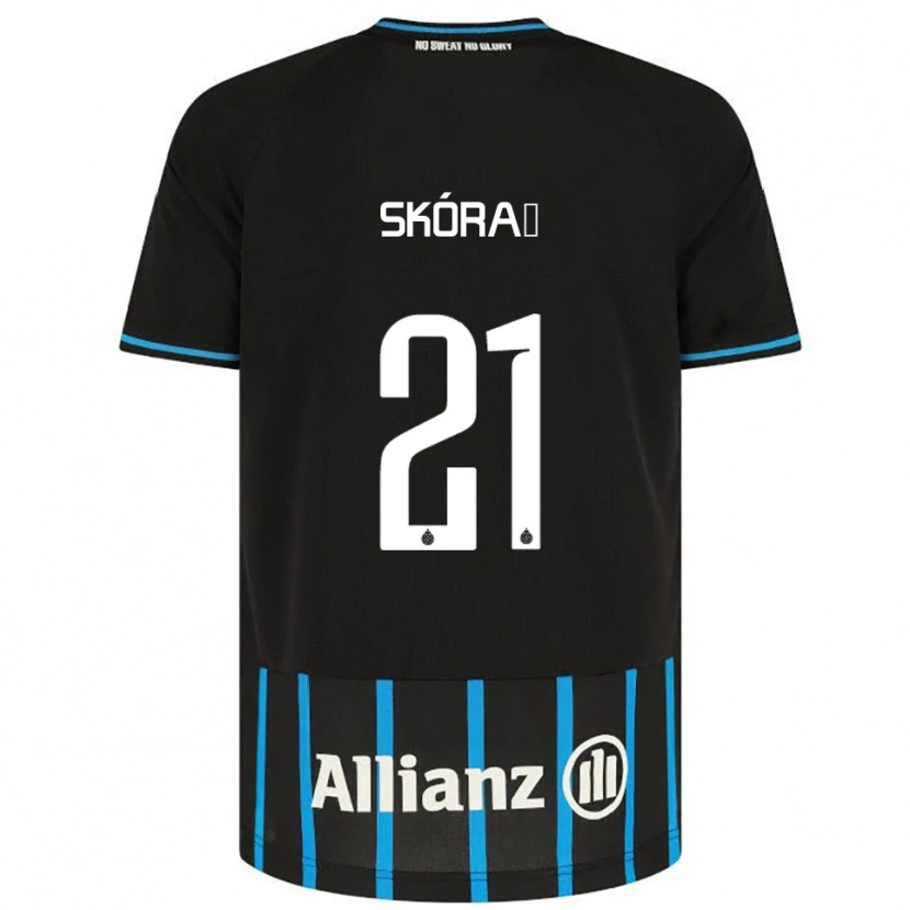 Danxen Kvinder Michal Skoras #21 Sort Blå Hjemmebane Spillertrøjer 2025/26 Trøje T-Shirt